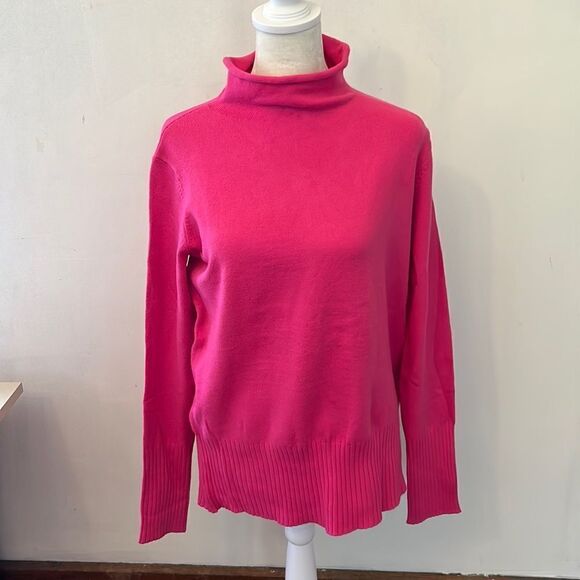 French Connection baby soft roll neck hot pink sweater Size L New - Picture 1 of 10